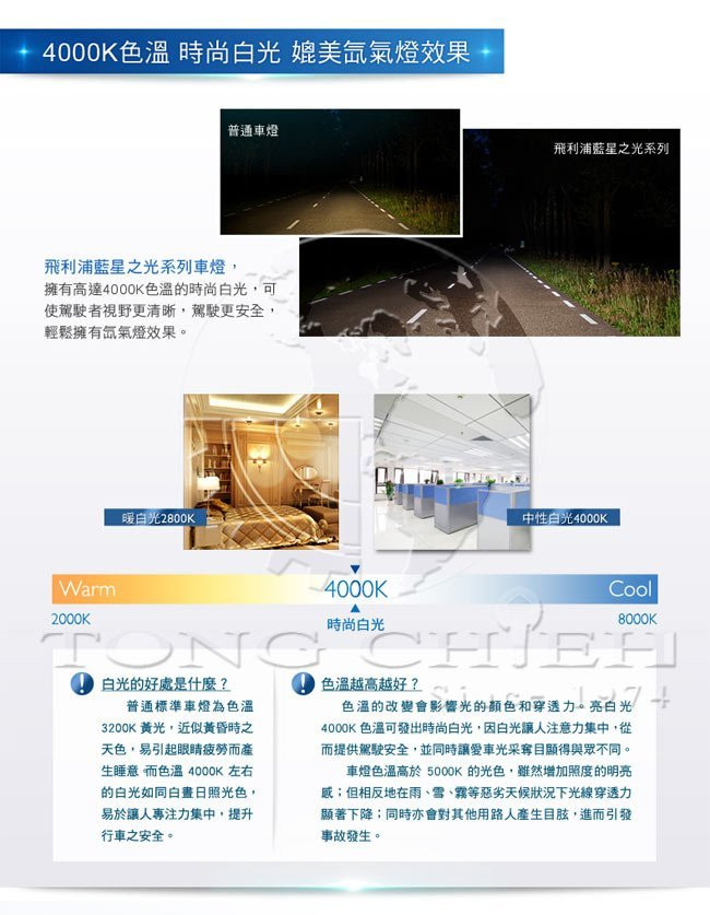 PHILIPS 飛利浦 藍星之光 Blue Vision Ultra 4000K H11 H8